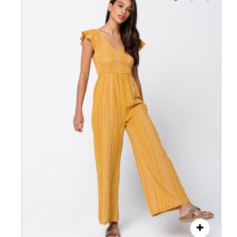 NWT Others Follow Bahamas Ruffled Yellow Jumpsuit